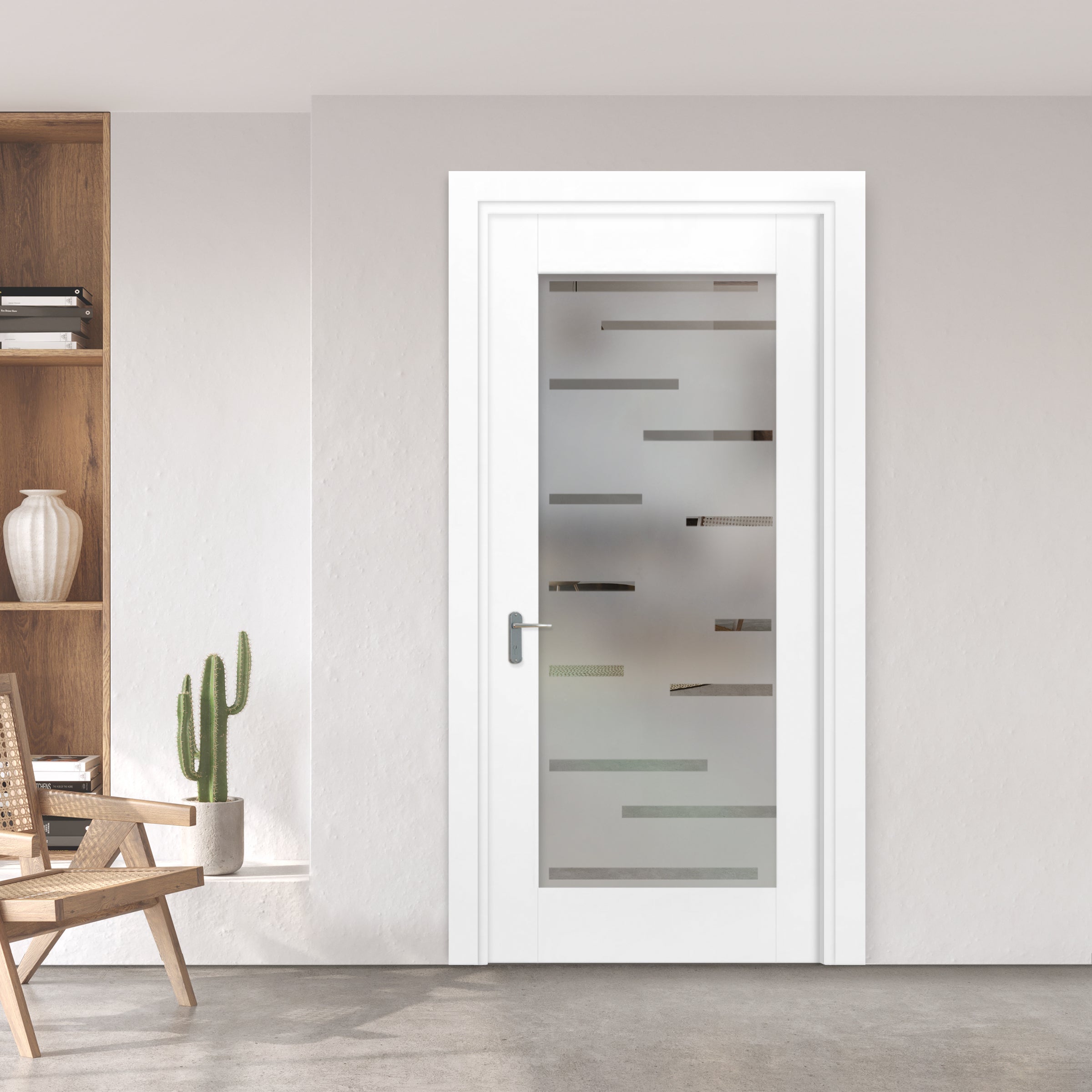 Puerta Interior Con Panel De Vidrio Esmerilado  PIC1-2697